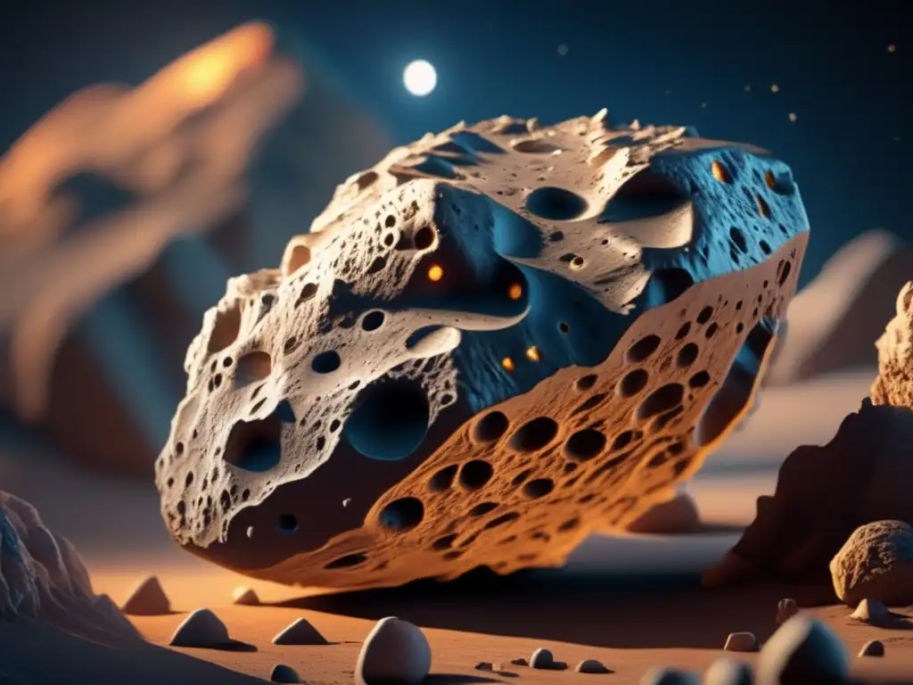 A stunning 3D model of asteroid Menestheus, expertly crafted to reveal its rugged exterior and complex inner workings