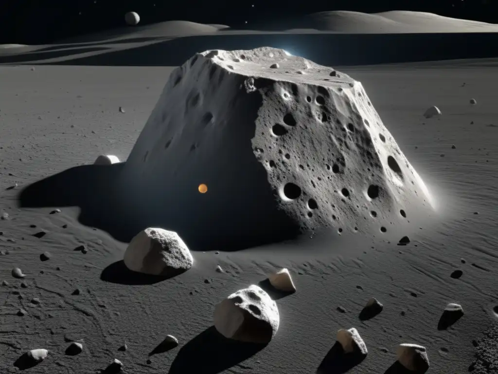 An astonishingly lifelike depiction of the Aegina asteroid, showcasing its distinctive topography with meticulous detail