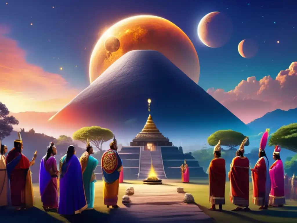 The ancient ceremony captures the essence of the large asteroid in the sky, a glowing orb that reflects the light of the moon and sun