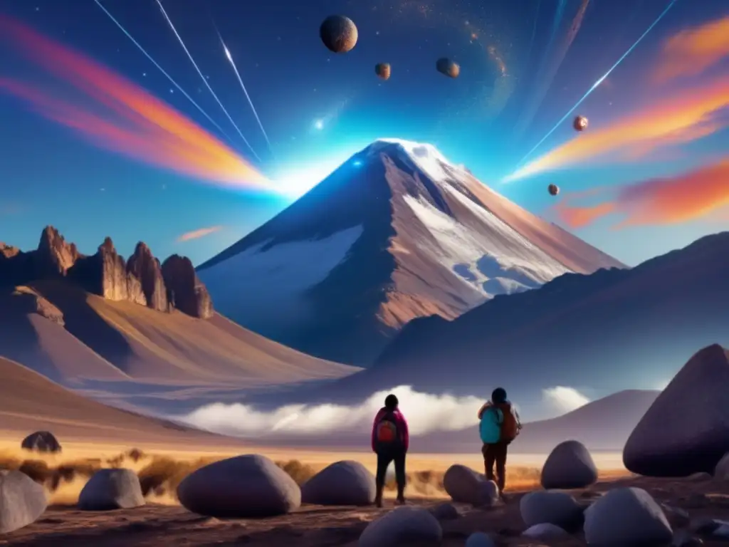 Dashtime: -Awe-inducing celestial omens shimmer over a vast Andean mountain range with indigenous reverence