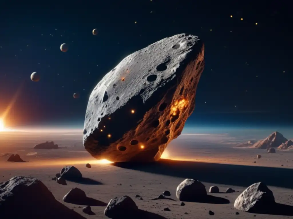 A stunning photorealistic image of Asteroid Antenor, meticulously crafted to capture its intricate surface and unique features