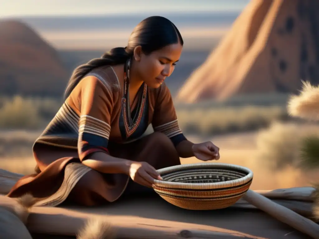 An Arapaho basket weaver intricately crafts a traditional design using willows and barks, celebrating the cultural importance of the asteroid