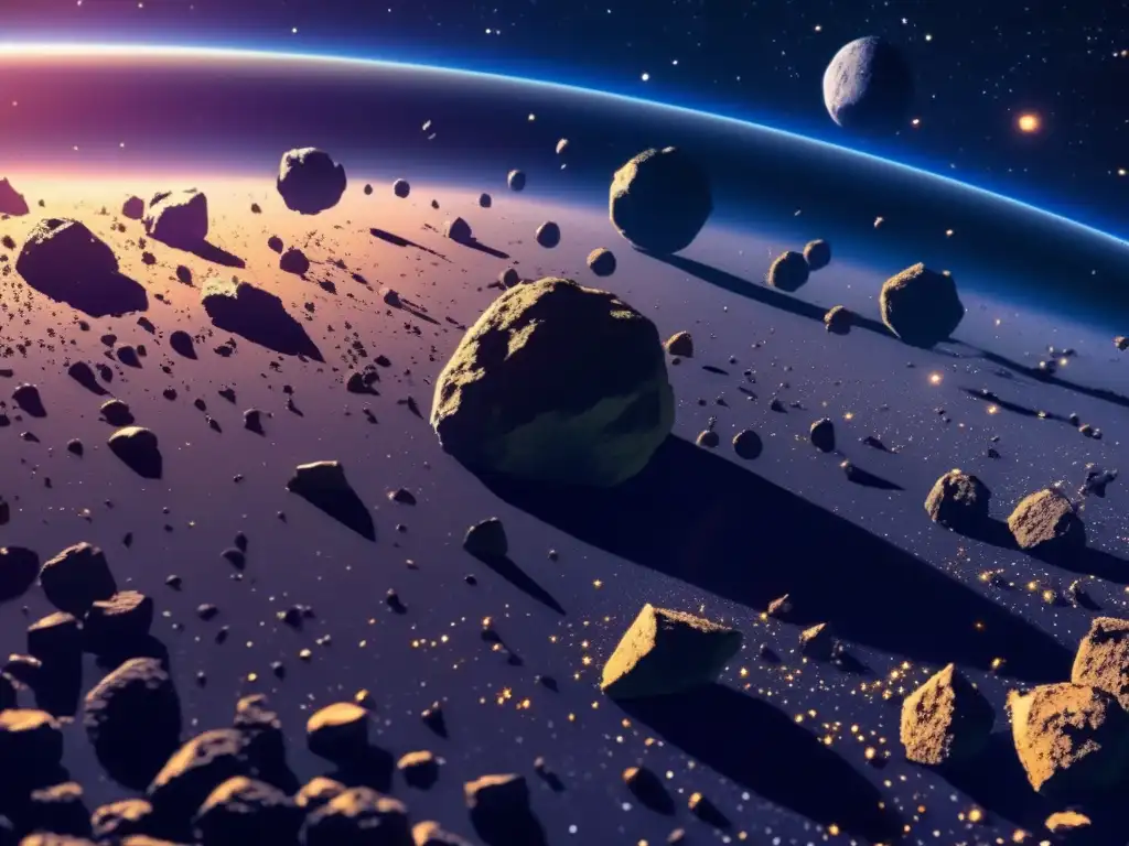 A stunning photorealistic depiction of the asteroid belt from 'Cowboy Bebop' captures the vastness and beauty of the universe