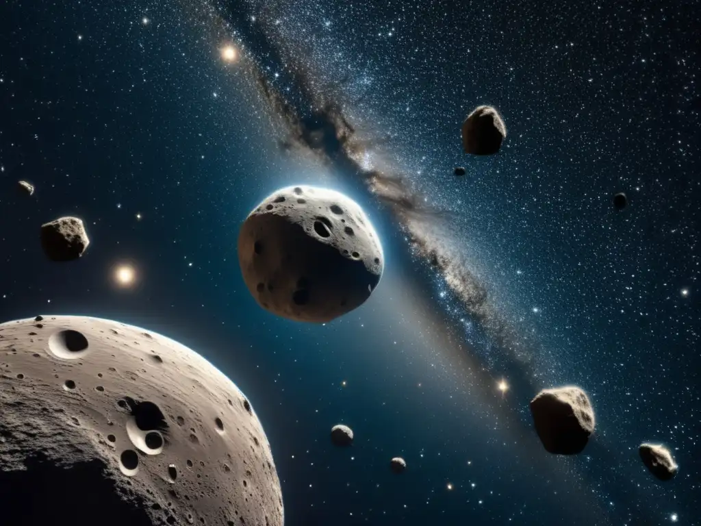 Discover the awe-inspiring asteroid belt up close, with its intricate details revealing different sizes, shapes, and compositions that contrast brilliantly against the backdrop of deep space