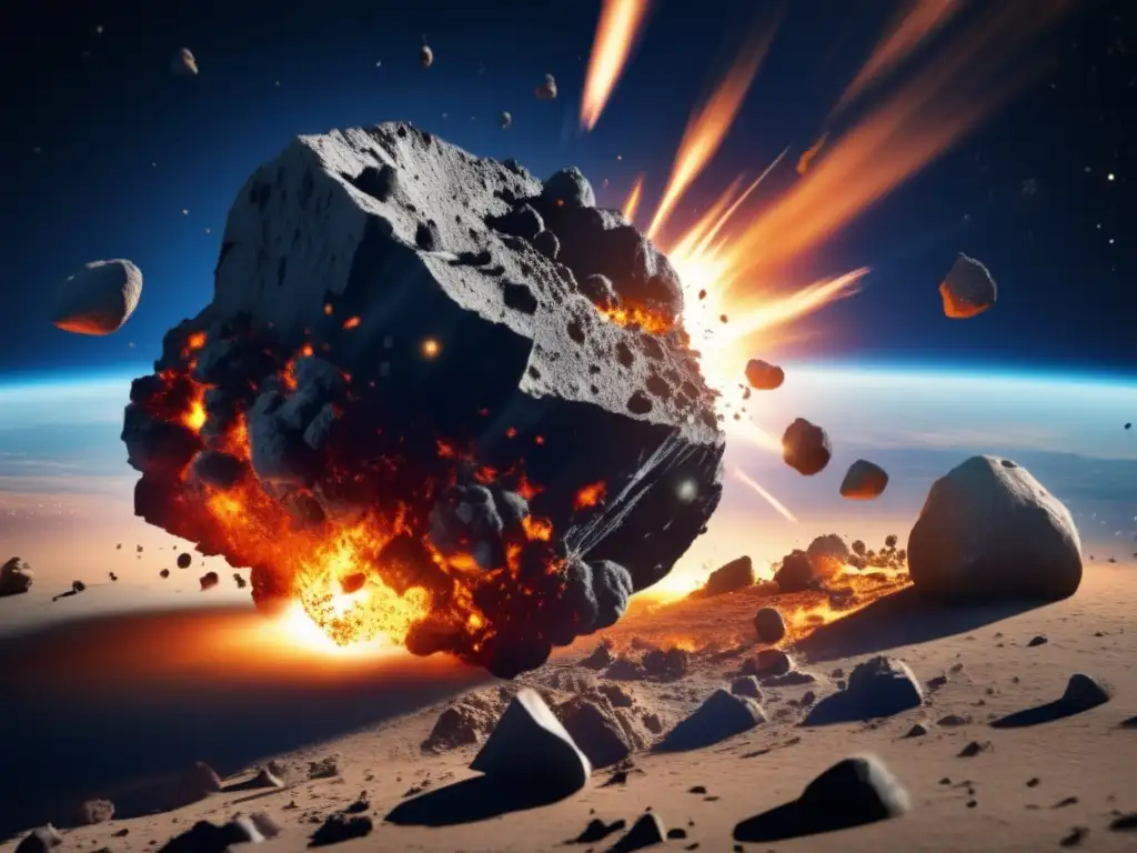 Micro asteroid collision with Earth, realistic view