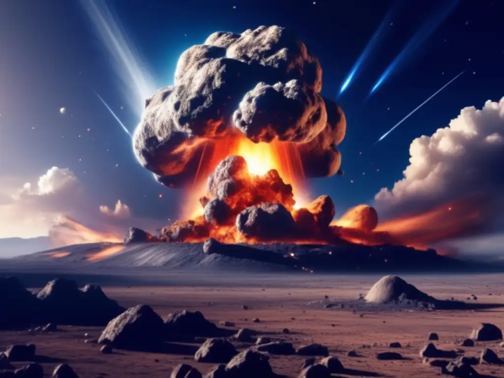 A catastrophic collision between Earth and a massive asteroid, captured in stunning detail