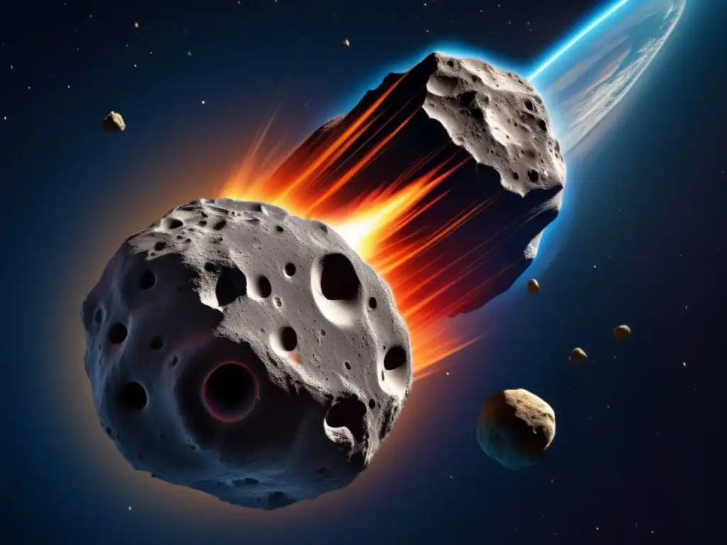 A cataclysmic collision: an asteroid strikes Earth, causing devastating damage with high-resolution detail