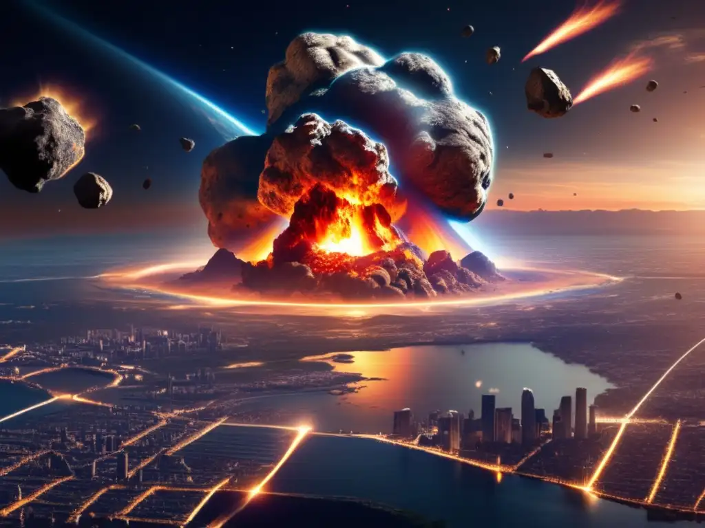 A photorealistic depiction of the catastrophic asteroid collision with Earth