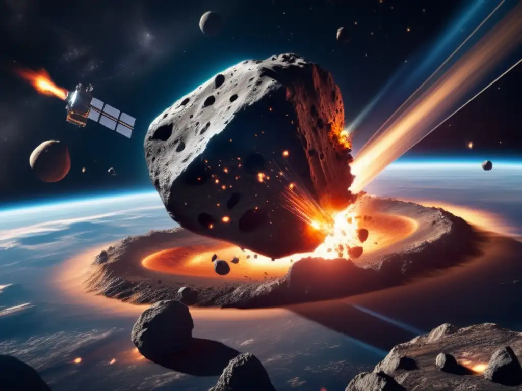 A catastrophic incident - Asteroid collides with satellite in orbit, causing high levels of destruction on the asteroid and surrounding space