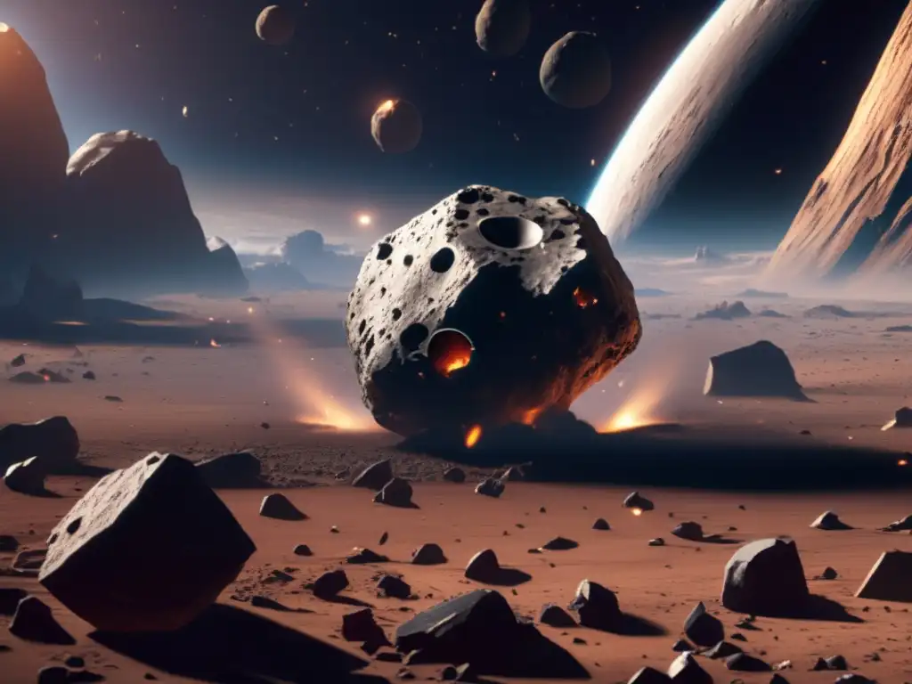   Enhance your gaming experience with a photorealistic closeup of an asteroid, damaged by a collision in the video game