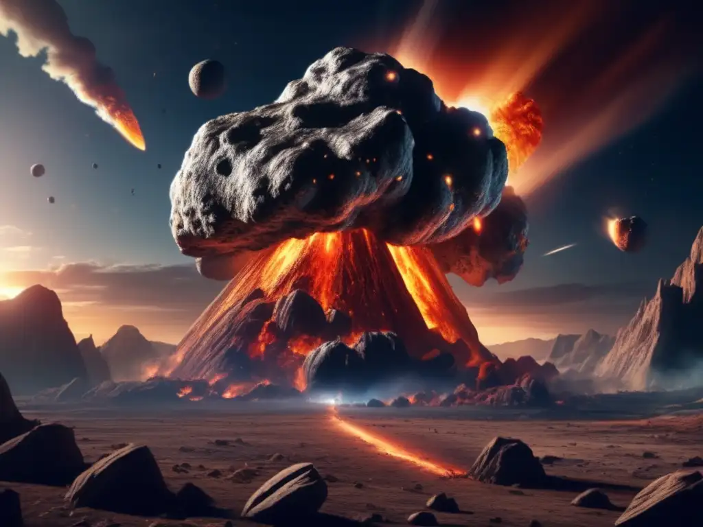 A haunting view of Earth's fate: a gigantic asteroid hurtles towards the planet, causing catastrophe for the dinosaurs and the ecosystem