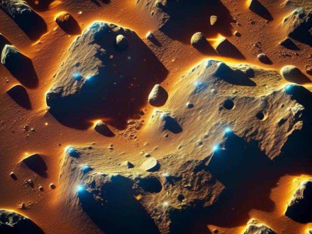 Astonishing views of Asteroid Diomedes: Close-up of geological features, mineral formations, and mesmerizing light reflections captured in this microscopic image