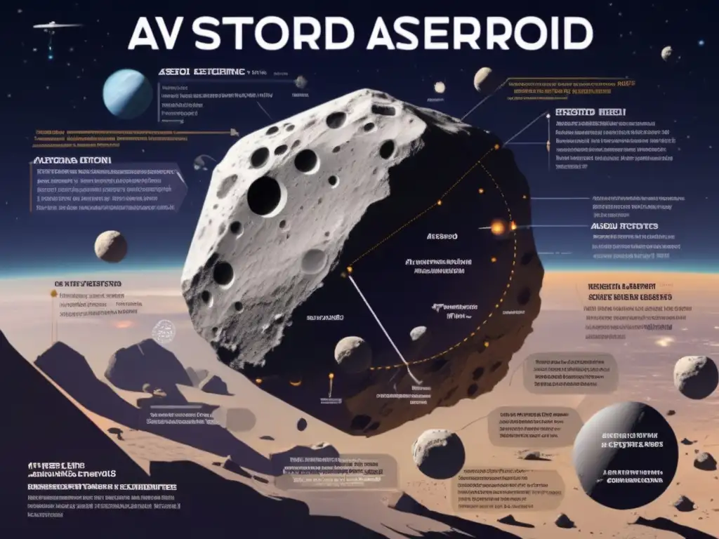 Asteroid diversion techniques, intricate details, space stations, spacecraft, label components, graphs, diagrams, in article 'In Our Defense: Tools And Strategies For Asteroid Diversion