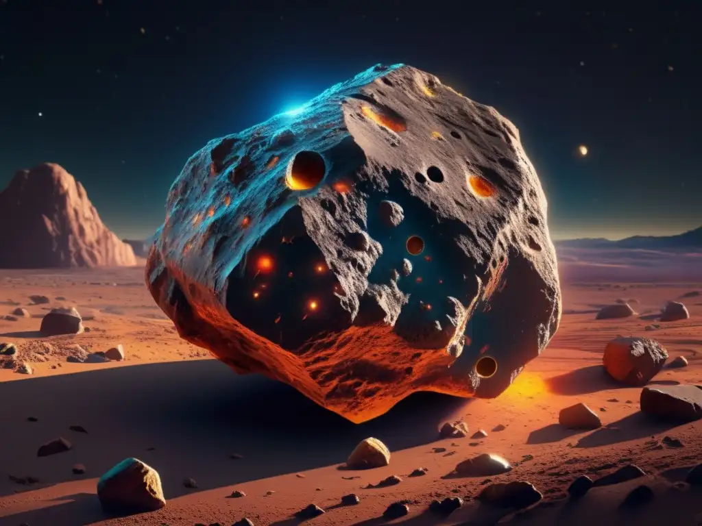 Dash: Photorealistic image of Asteroid ~Enhances unique beauty~, showing bright surface & rocky terrain from multiple angles, with shadows & highlights accentuating features