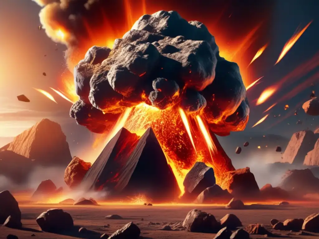 A burning asteroid! - The fiery rock explodes, spewing out sharp rocks and sulfur compounds in a chaotic explosion