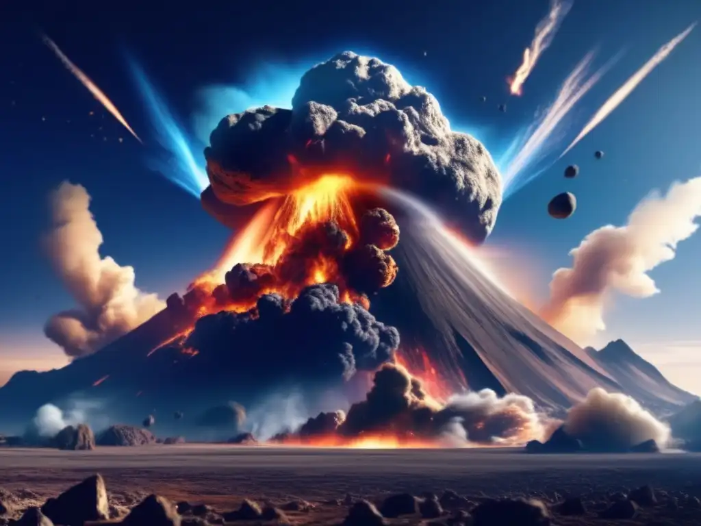 An incredible force of nature: Asteroid colliding with Earth, producing a devastating explosion that alters the planet's climate and environment