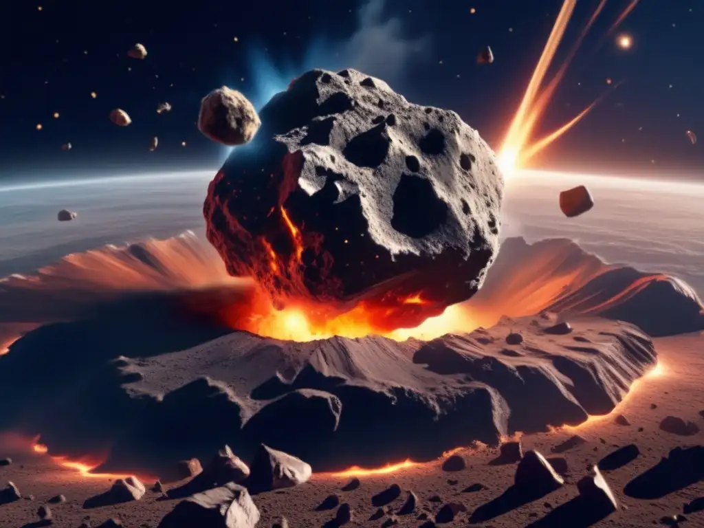 Dash: 
A striking, photorealistic depiction of an asteroid impacting Earth's surface