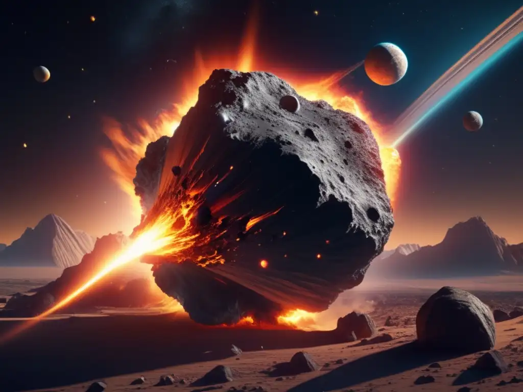 A cataclysmic event, asteroid Pylaemenes smashes into the hypothetical planet, leaving a trail of destruction in its wake