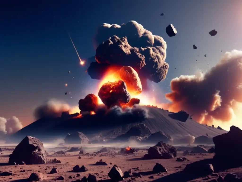 Asteroid Impact on Earth: Debris, destruction, and chaos abound in this highly detailed, muted image