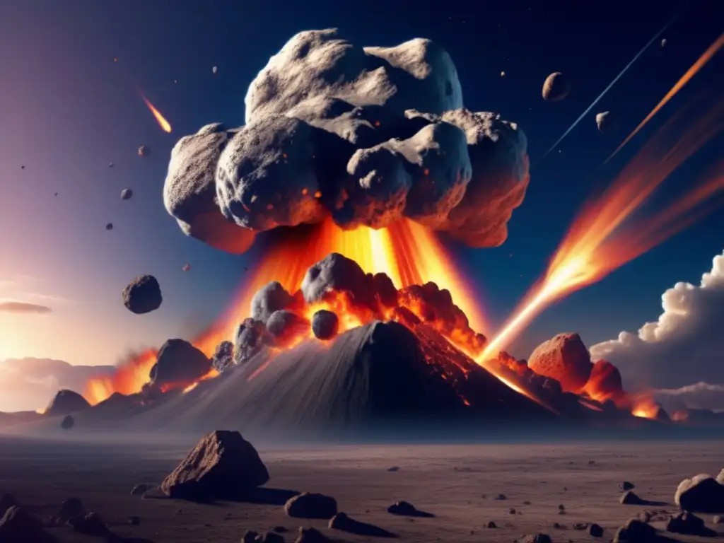 Asteroid collision with Earth, causing widespread devastation