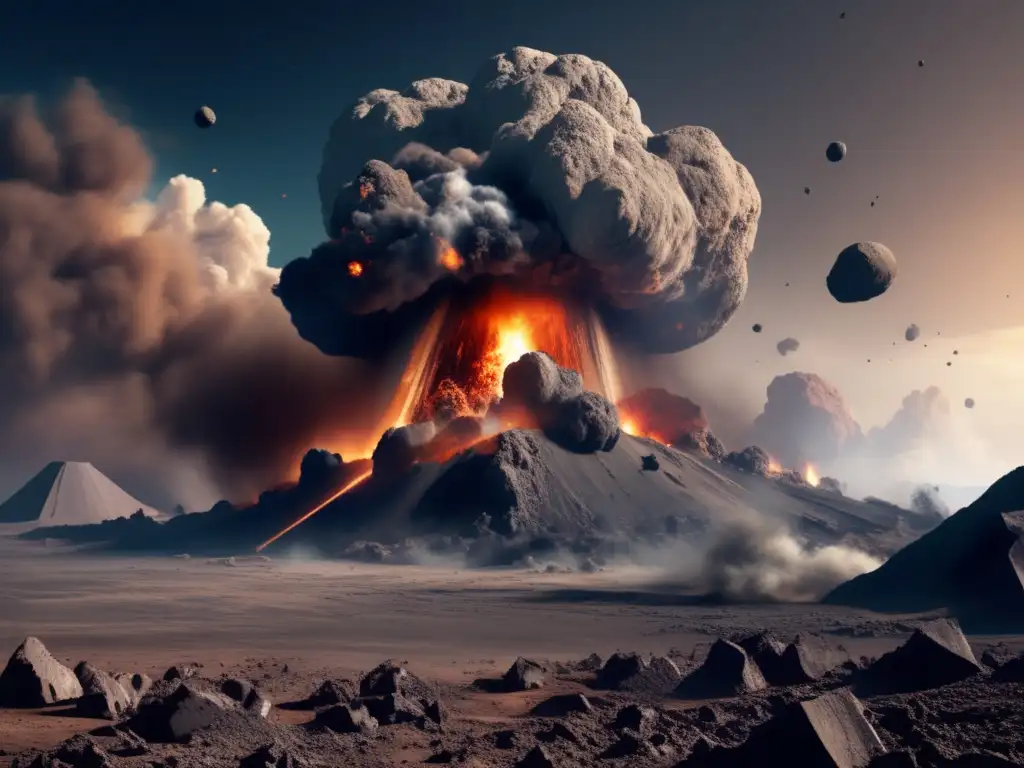 Asteroid impact on Earth compels with intensity, devesty- debris surrounding deep craters