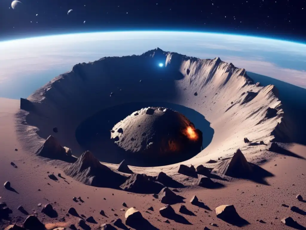 A catastrophic asteroid impact has left Earth a barren wasteland, with an enormous impact crater hovering over the planet