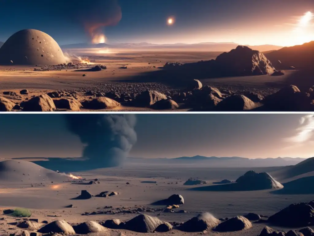Devastation and resilience collide: an asteroid strike site before and after impact