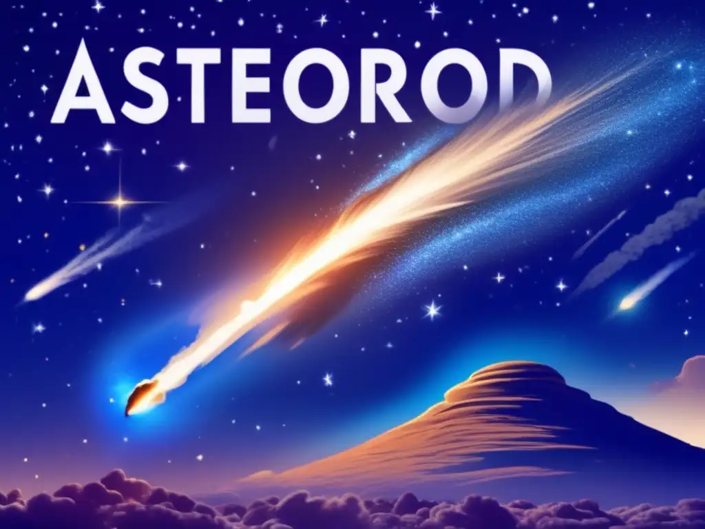 An otherworldly asteroid streaks through the night sky, leaving a trail of smoke and debris-57