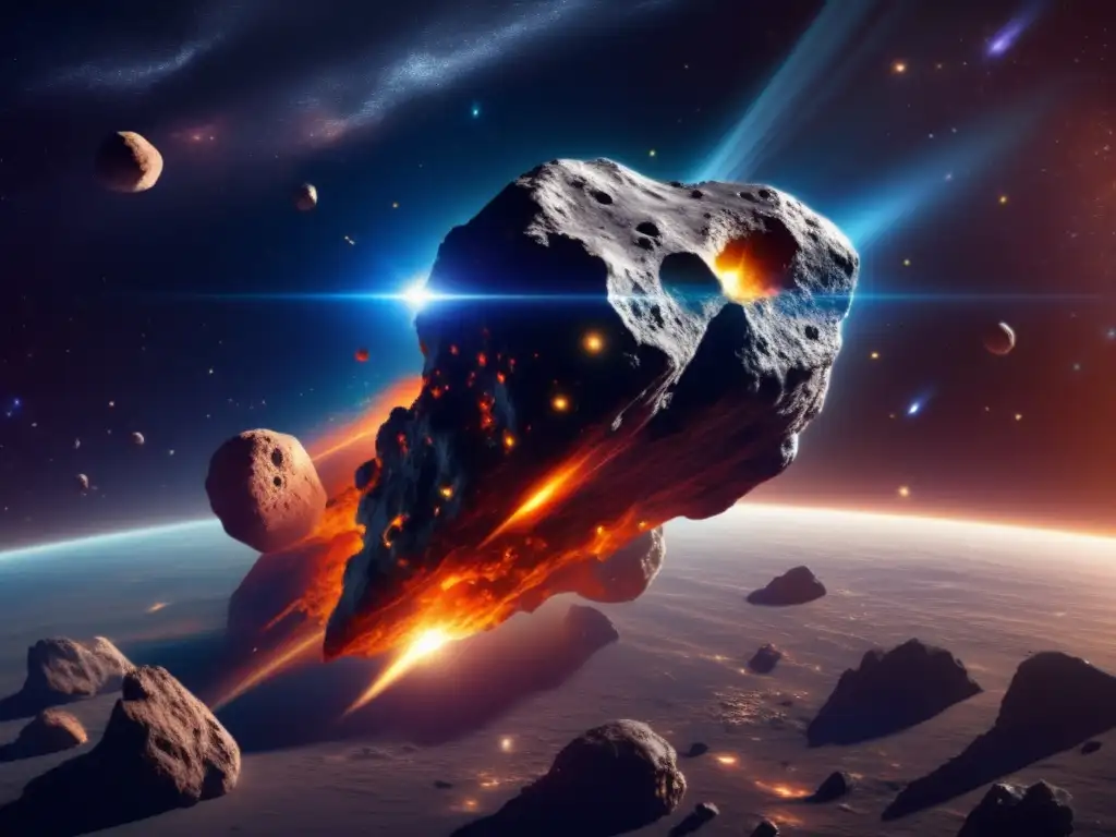 A photorealistic image of an asteroid traveling through space