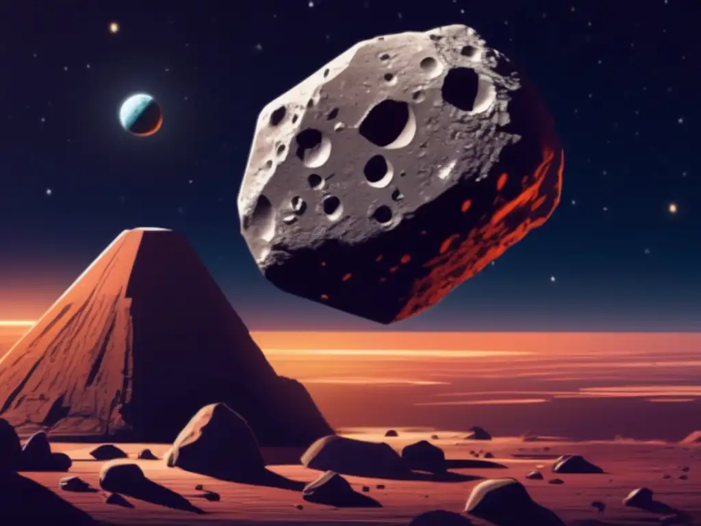 A detailed illustration captures the essence of an asteroid's texture, shape, and color, while highlighting the asteroid palinurus with a white glowing light for elevated visibility