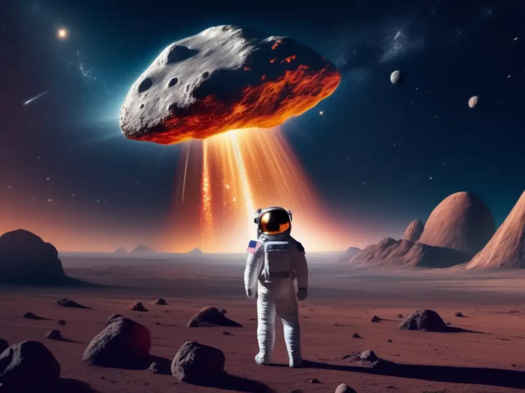 The image captures the breathtaking sight of an asteroid streaking across the sky, reflected in the pensive gaze of an astronaut gazing into the vastness of space