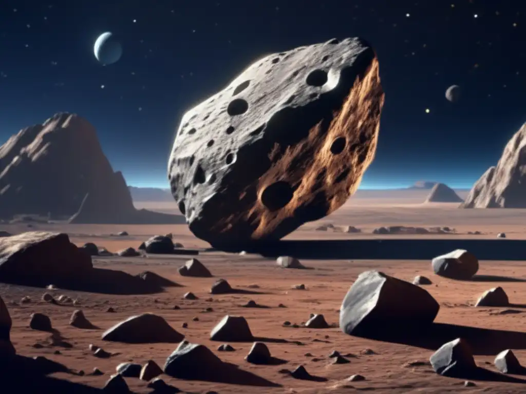 Dash - A photographic depiction of a close-up asteroid, adorned with rugged surface, sharp edges, and jagged rocks