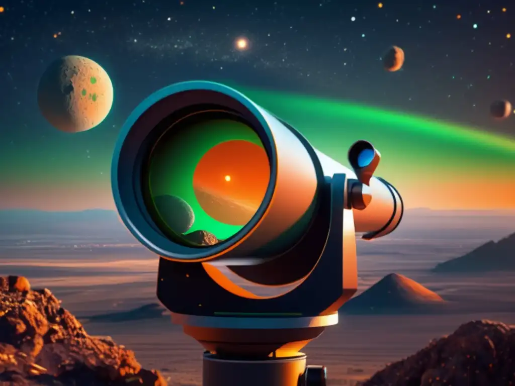 Discover the beauty of space with this photorealistic image of a telescope pointing towards a star-filled sky