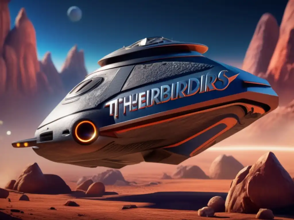 Photorealistic image of Asteroid Zephyrus from 'Thunderbirds are Go' TV show, revealed under mood lighting in space