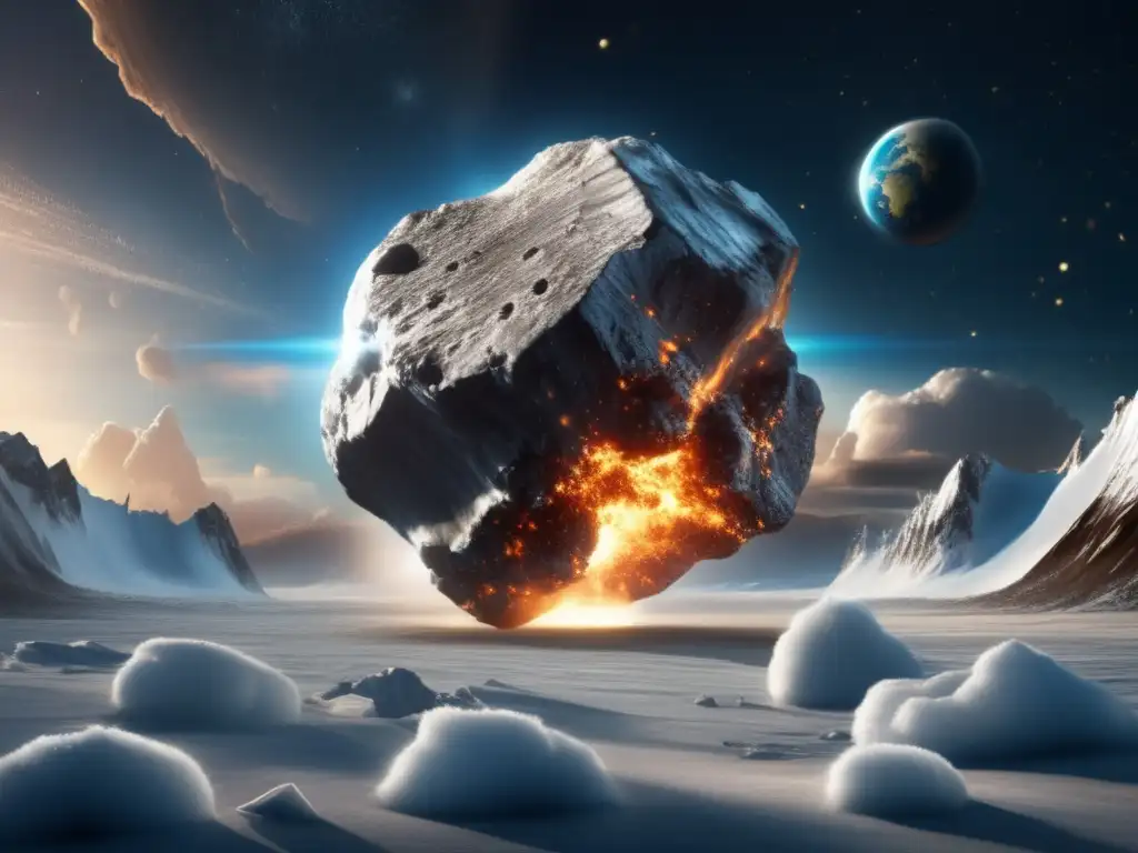 A colossal space rock hurtles through Earth's frigid polar regions, scattering icy debris in its path