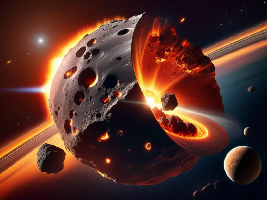 Lord of the Stars: Photorealistic depiction of asteroid Davida destroying a terrestrial planet