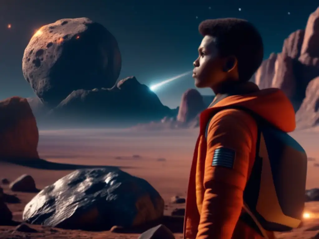 Dashing character from 'War of the Planets' stands tall amidst a realistic asteroid's surface, showcasing the film's epic space battle