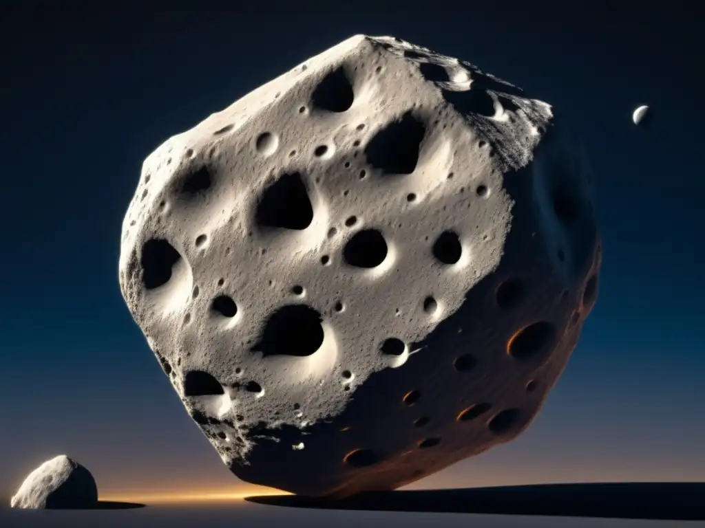 A breathtaking, photorealistic shot of a closeup of the 10115 1992 SK asteroid