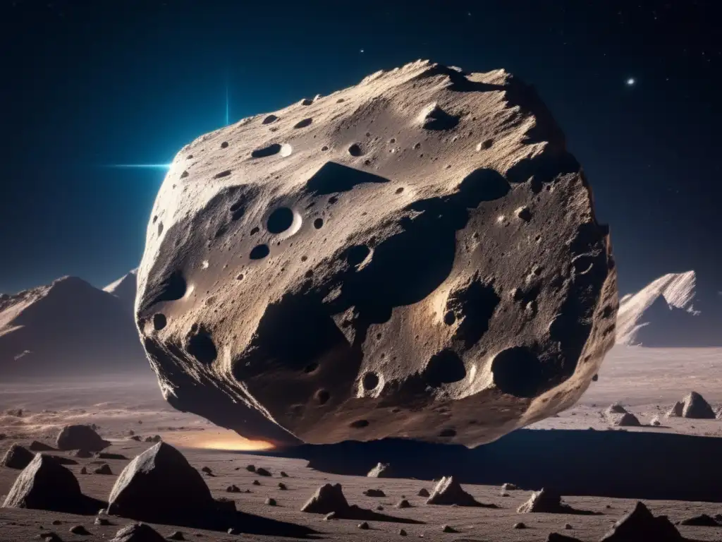 A celestial wonder, this asteroid's jagged peaks and craters are awe-inspiring, a testament to the universe's vast complexity