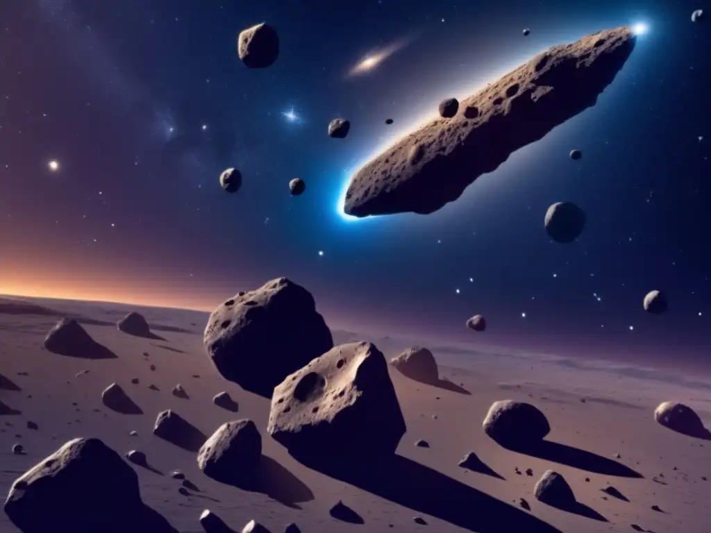 Witness the incredible sight of multiple asteroids gathered in a stunning cosmic ballet, each with its unique shape, size, and texture