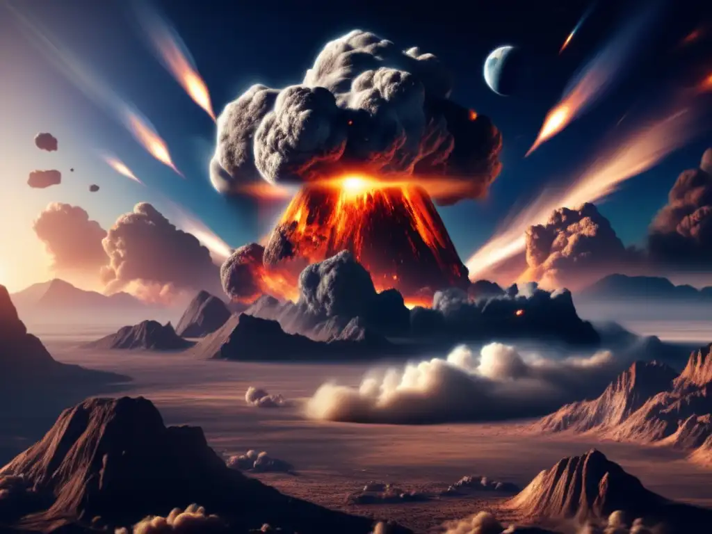 An asteroid collides with Earth, causing an explosion equivalent to several nuclear bombs
