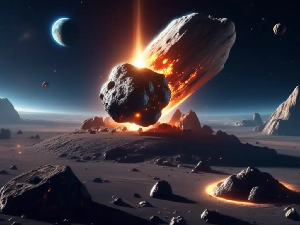 A colossal asteroid looms over Earth, threatening to wreak havoc in 8k ultradetailed illustration
