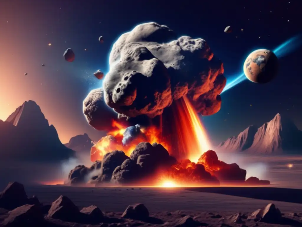 A photorealistic depiction of an asteroid collision with Earth in a Steven Spielberg-esque style