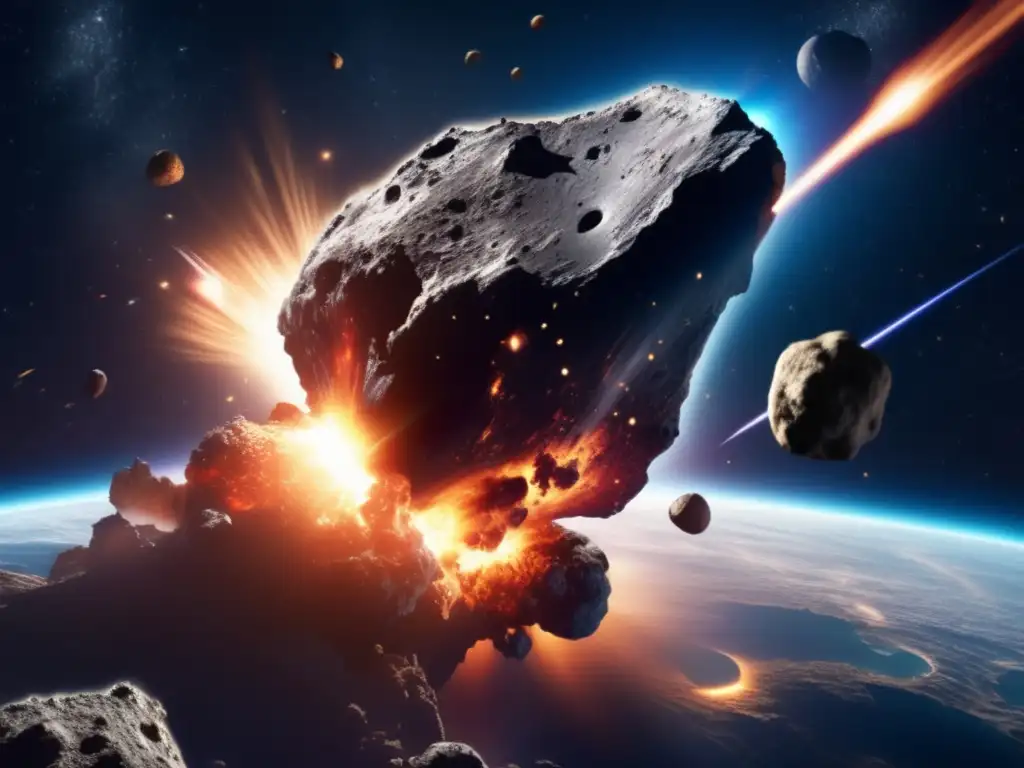 Disasters lurk in the void: An asteroid collides with a satellite, creating a massive explosion and bright flashes of light