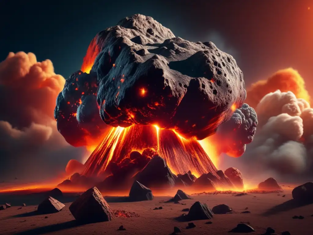 An explosive encounter between a fiery asteroid and the Earth's atmosphere, captured in stunning detail