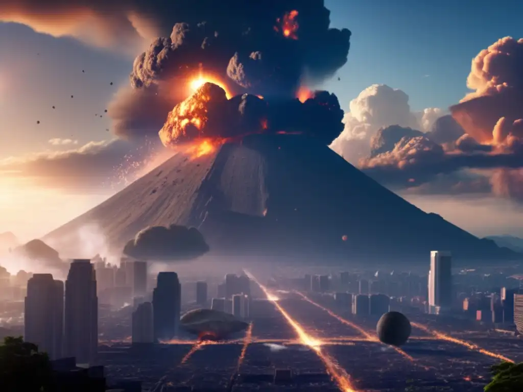 Dash--A photorealistic depiction of a Mesoamerican civilization being destroyed by a massive asteroid impact would make for an impactful alt text