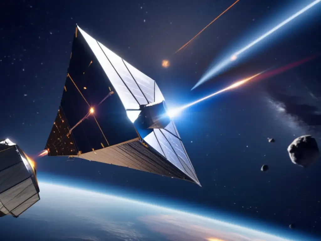 A satellite deploys a large solar sail, showcasing the latest in asteroid defense technology