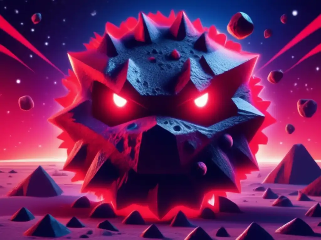 Another celestial wonder of the Native Hawaiian mythology - an asteroid creature made of jagged asteroids, with eyes like deep black holes and teeth like asteroid fragments
