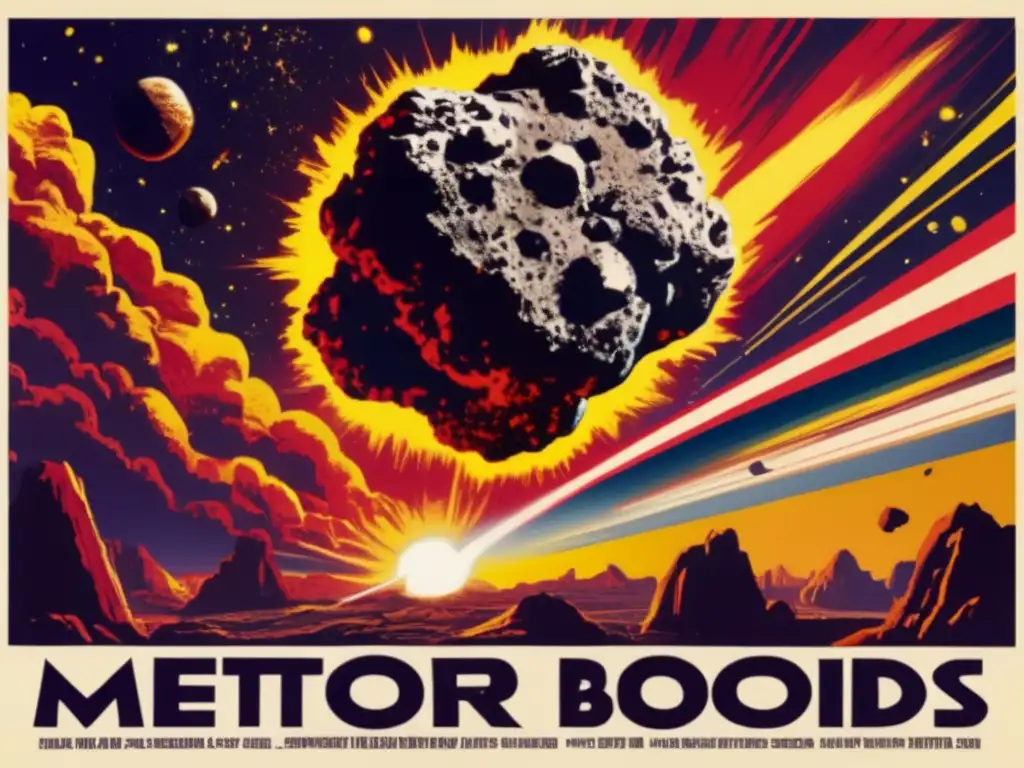 A close-up of a fiery meteor hurtling towards Earth, with the 'Meteor': A Closer Look At The 70s Asteroid Disaster Film header superimposed in yellow