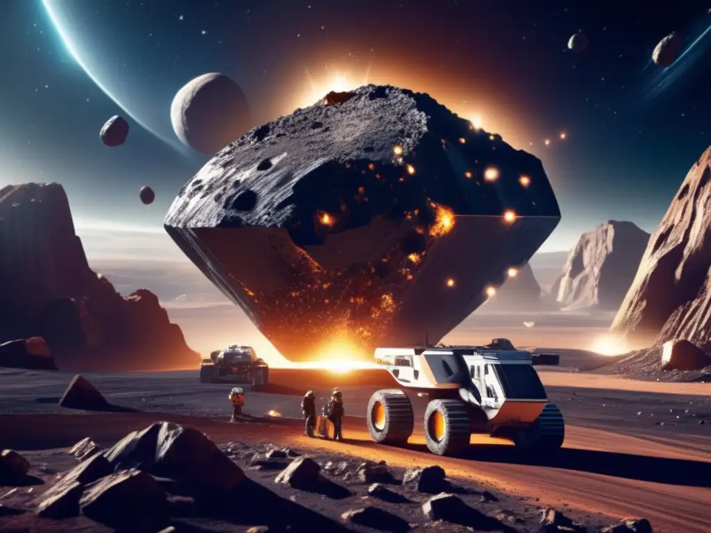 Dash: An image of a futuristic mining site where an asteroid is being digested and transported back to Earth